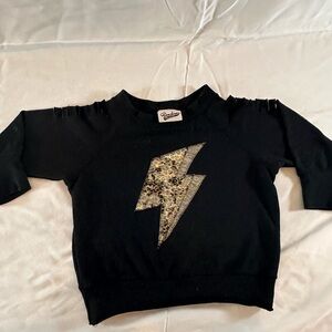 Designer- Random Hearts Black Sweatshirt with Gold Lightning Bolt
